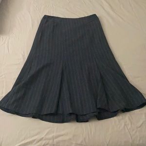 Pinstriped dress skirt that flares at the bottom